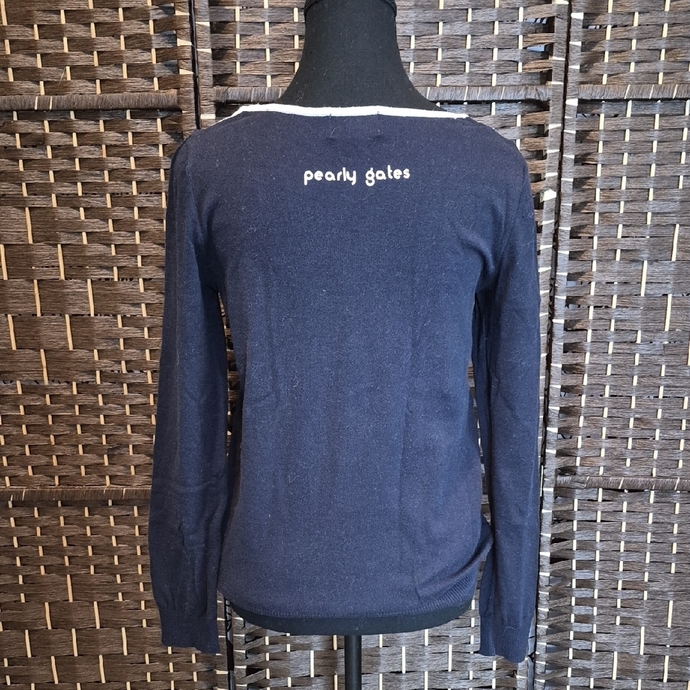 Women's Navy Sweater with School Tie Design - Picture 3 of 9